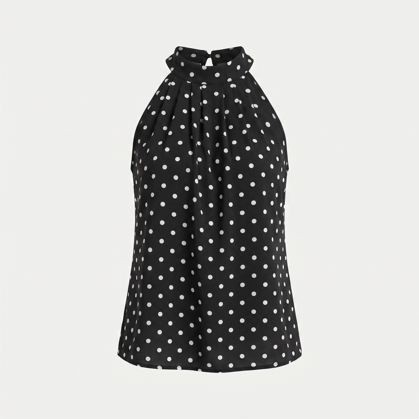 Black Polka Dot High Neck Sleeveless Top