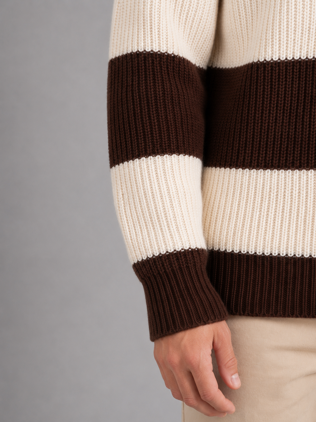 Solomon | Men's Striped Ribbed Polo Jumper