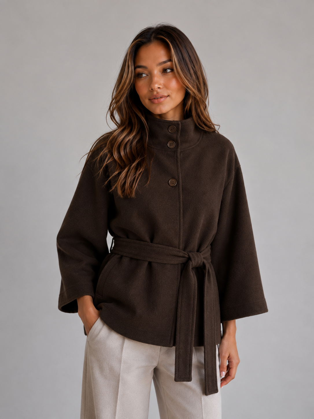 Edwina | Women's Belted Cape Jacket