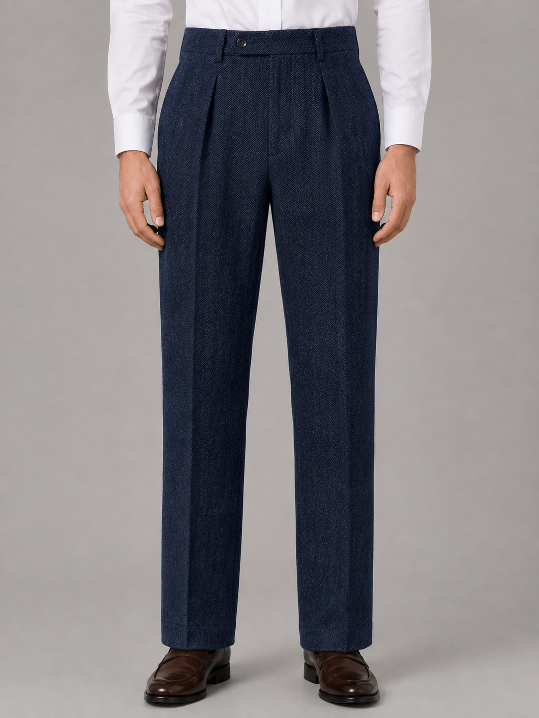 Mervyn | Men's Herringbone Pleated Trousers
