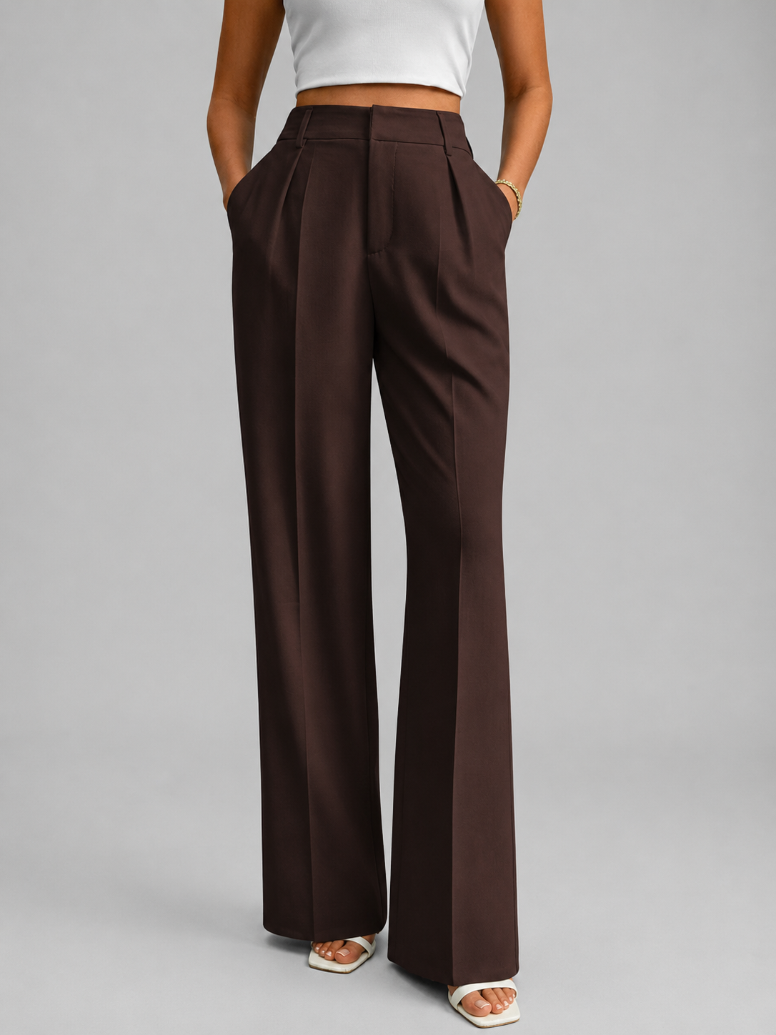 Winnie | Women's High Waisted Wide Leg Trousers