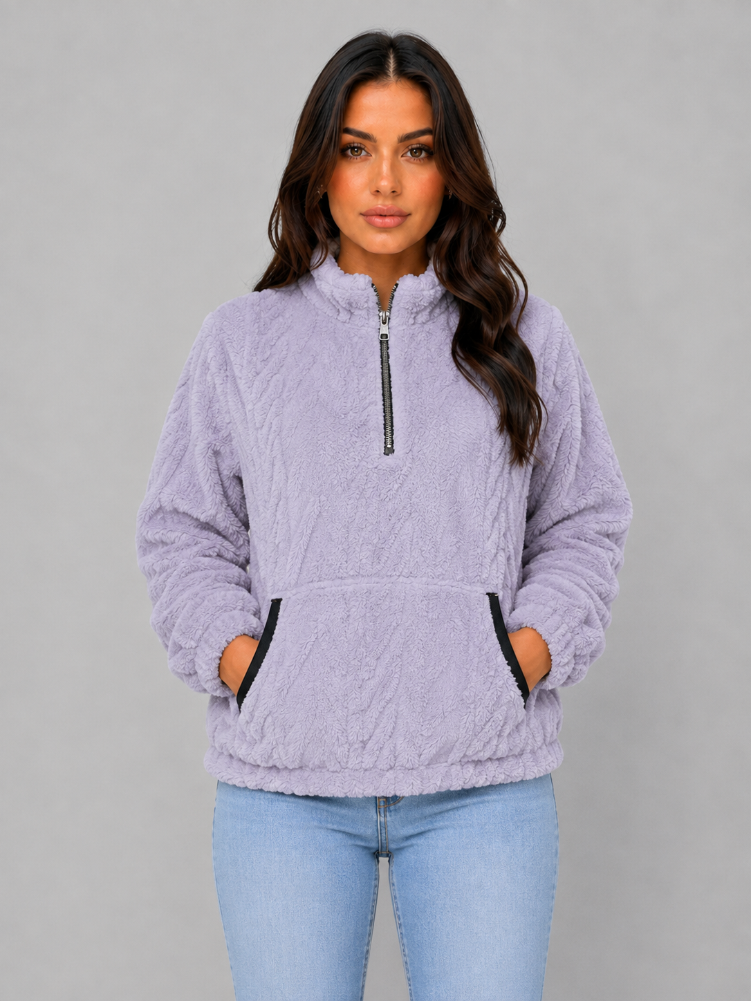 Sibella | Women's Half-Zip Relaxed Fit Fleece Pullover