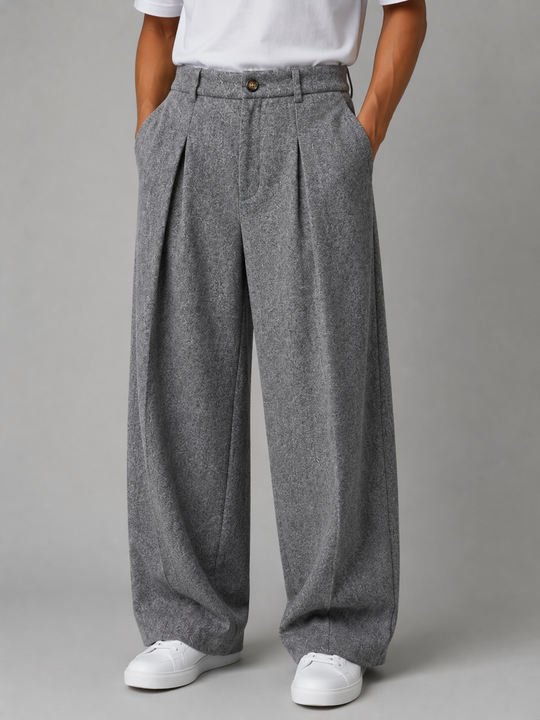 Ainsworth | Men's Wide Leg Pleated Trousers