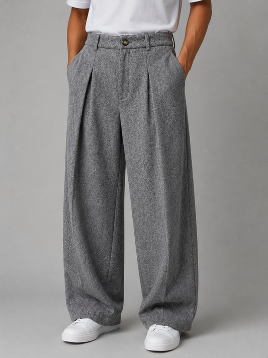 Ainsworth | Men's Wide Leg Pleated Trousers