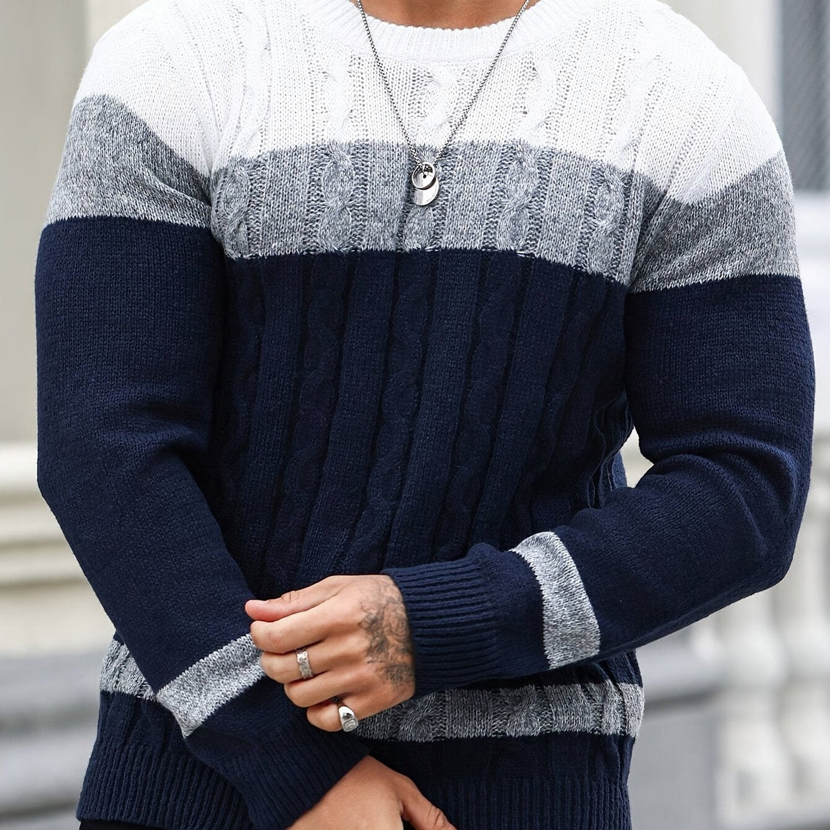 Ethan | Men's Colour Block Knit Jumper