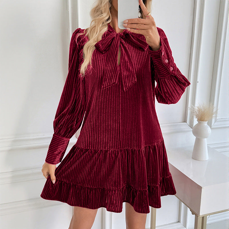 Verity | Women's Velvet Bow Mini Dress