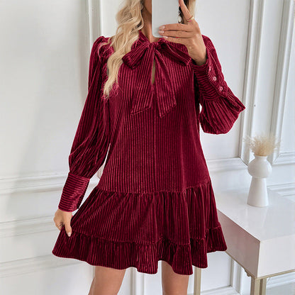 Verity | Women's Velvet Bow Mini Dress