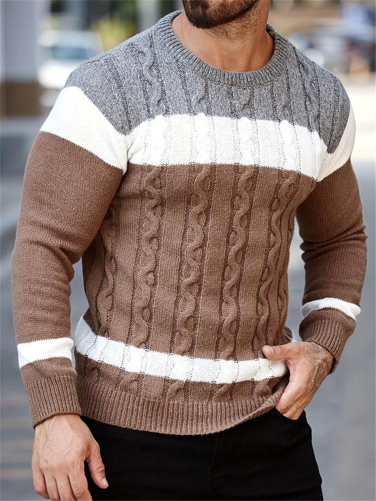 Ethan | Men's Colour Block Knit Jumper