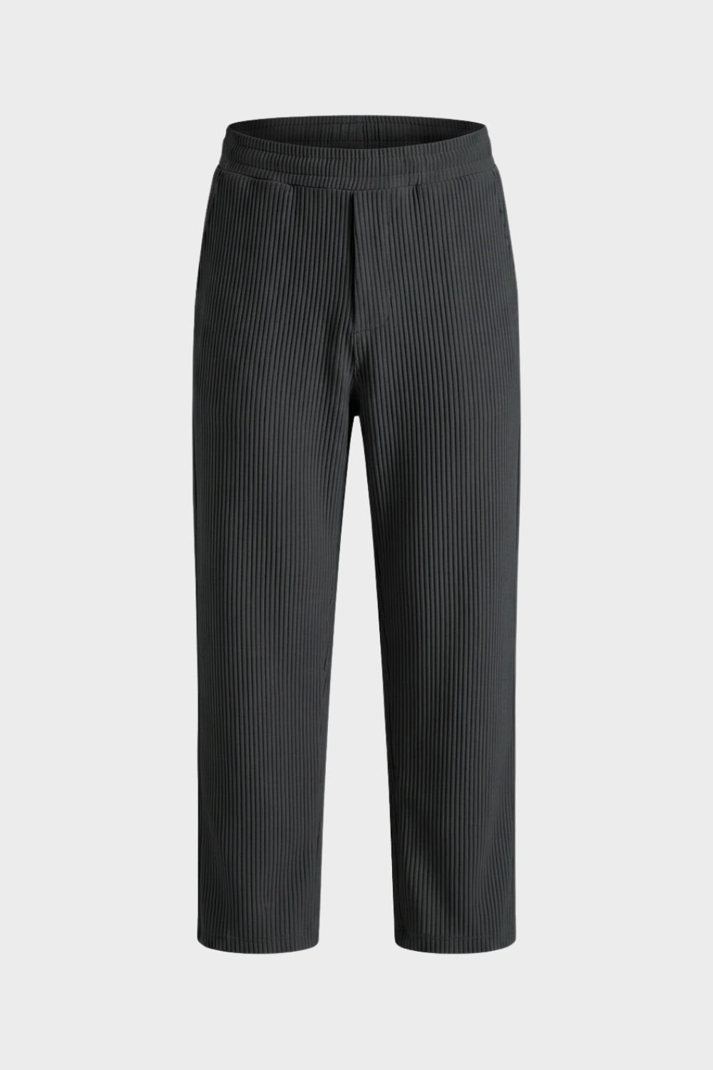 Men's Trousers with Elastic Waistband, Straight Cut, Ribbed