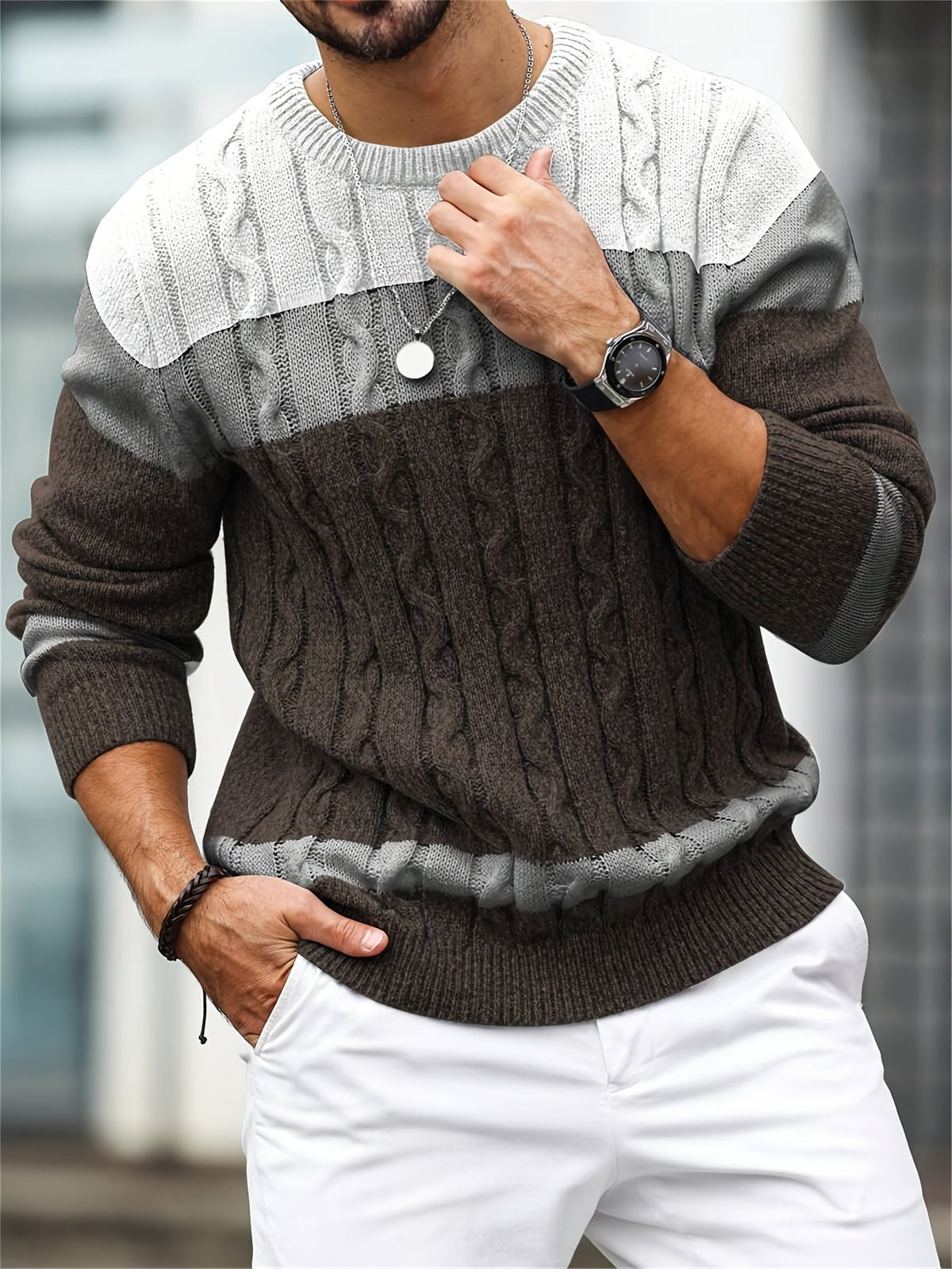 Ethan | Men's Colour Block Knit Jumper