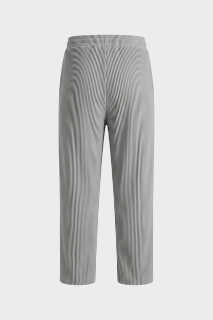 Men's Trousers with Elastic Waistband, Straight Cut, Ribbed