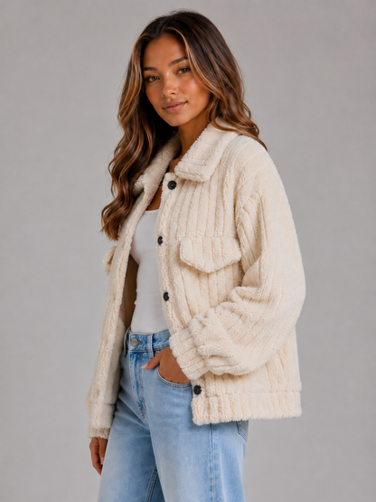 Anemone | Women's Plush Teddy Collared Coat