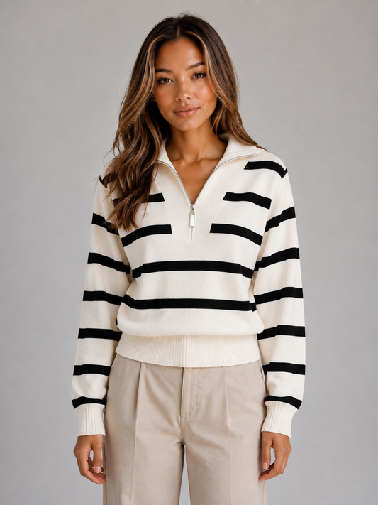 Priscilla | Women's Striped Half-Zip Jumper
