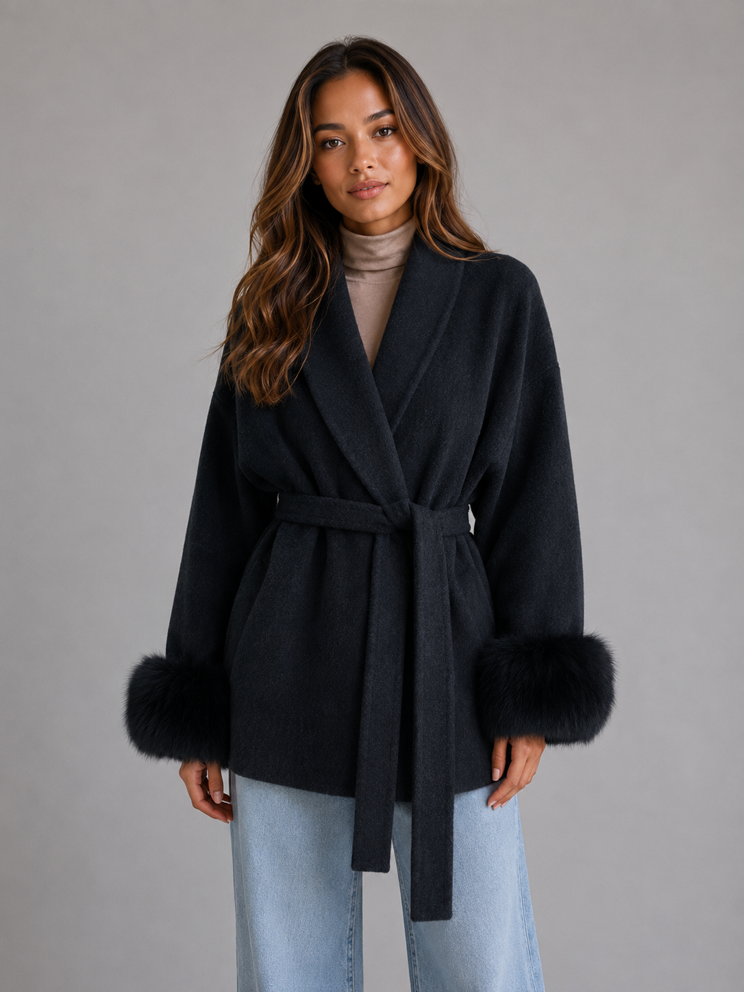 Gisele | Women's Belted Wool Wrap Coat