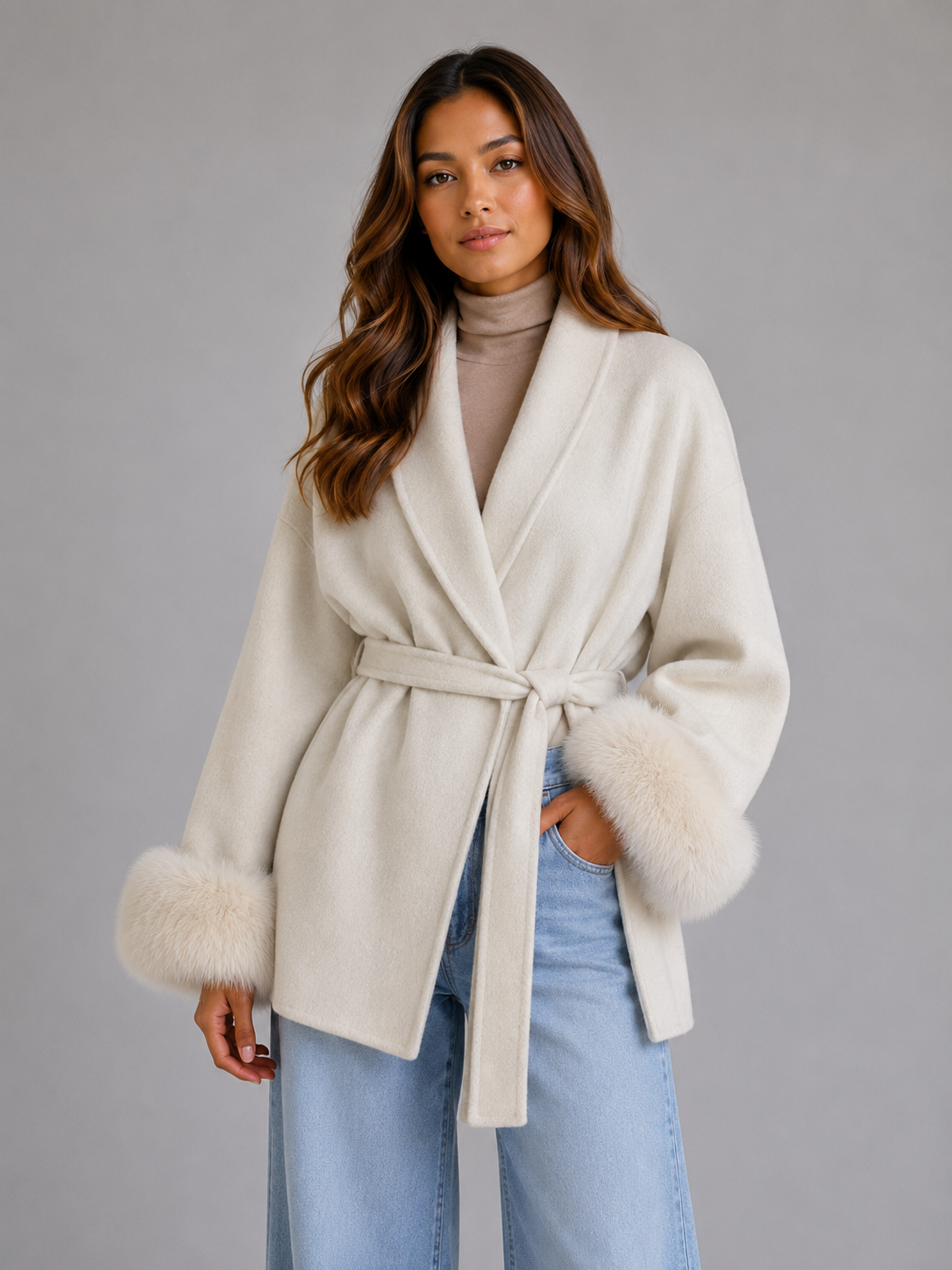 Gisele | Women's Belted Wool Wrap Coat
