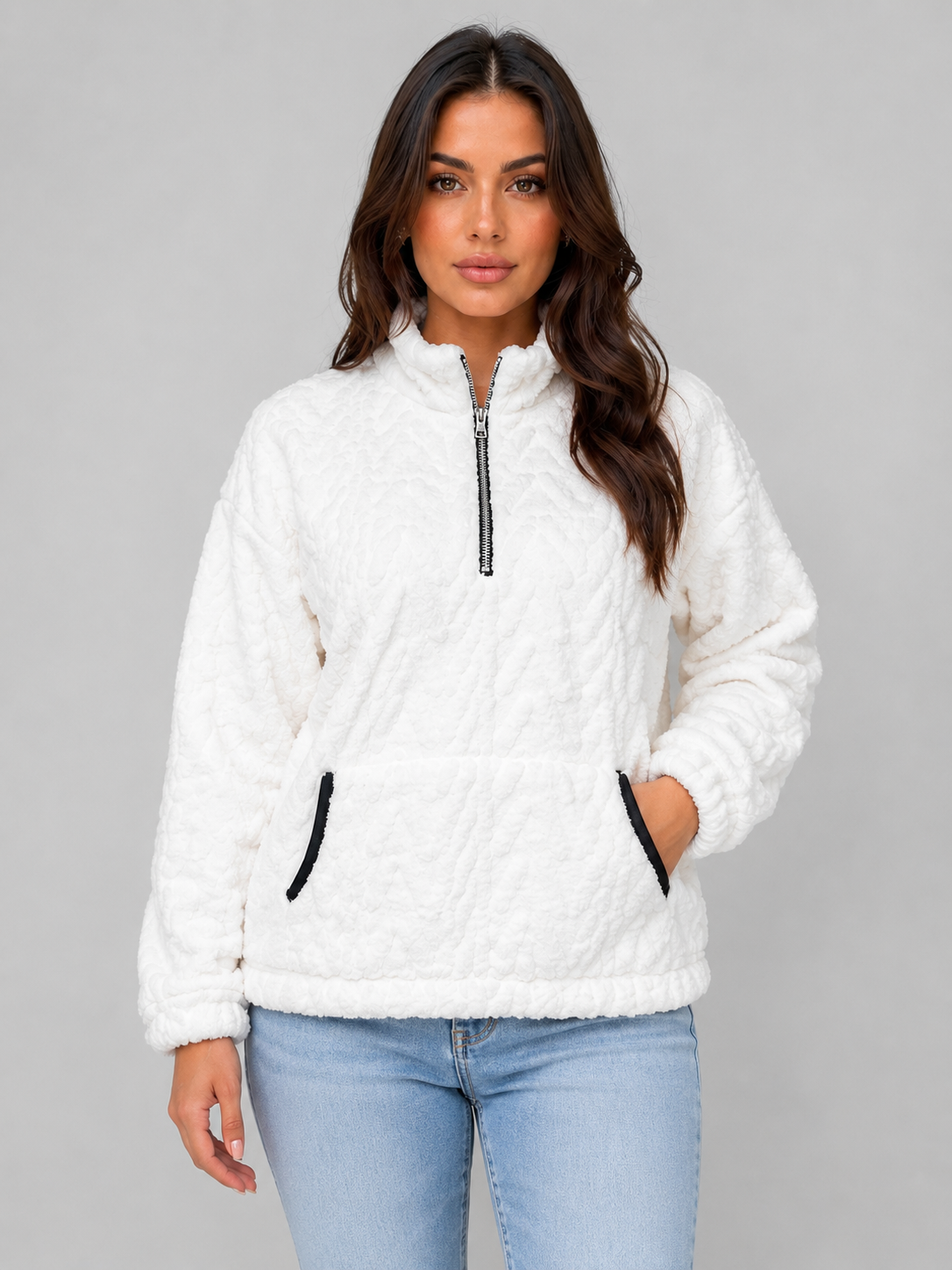 Sibella | Women's Half-Zip Relaxed Fit Fleece Pullover