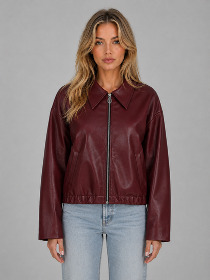 Hortensia | Women's Cropped Leather-Look Coat