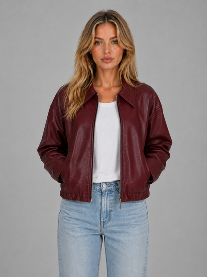 Hortensia | Women's Cropped Leather-Look Coat