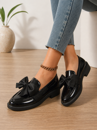 Freya | Women's Bow Detail Leather Loafers