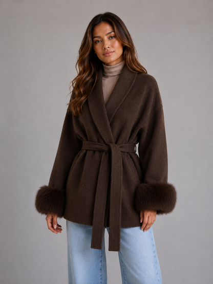 Gisele | Women's Belted Wool Wrap Coat