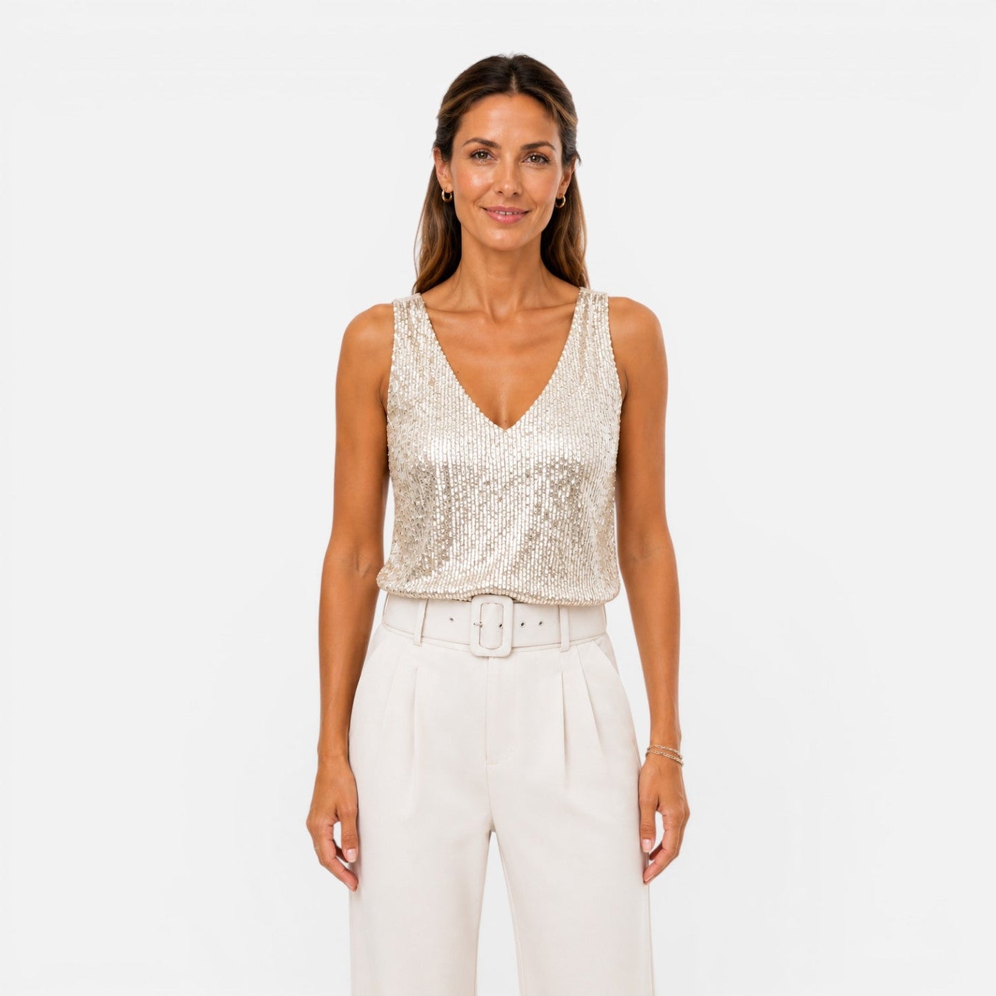 Vivienne | Women's Sequin V-Neck Top