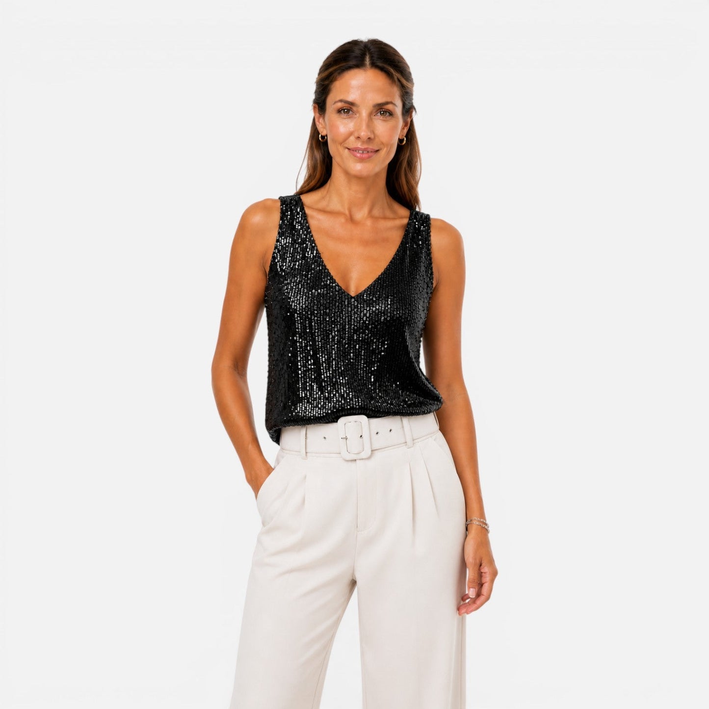Vivienne | Women's Sequin V-Neck Top
