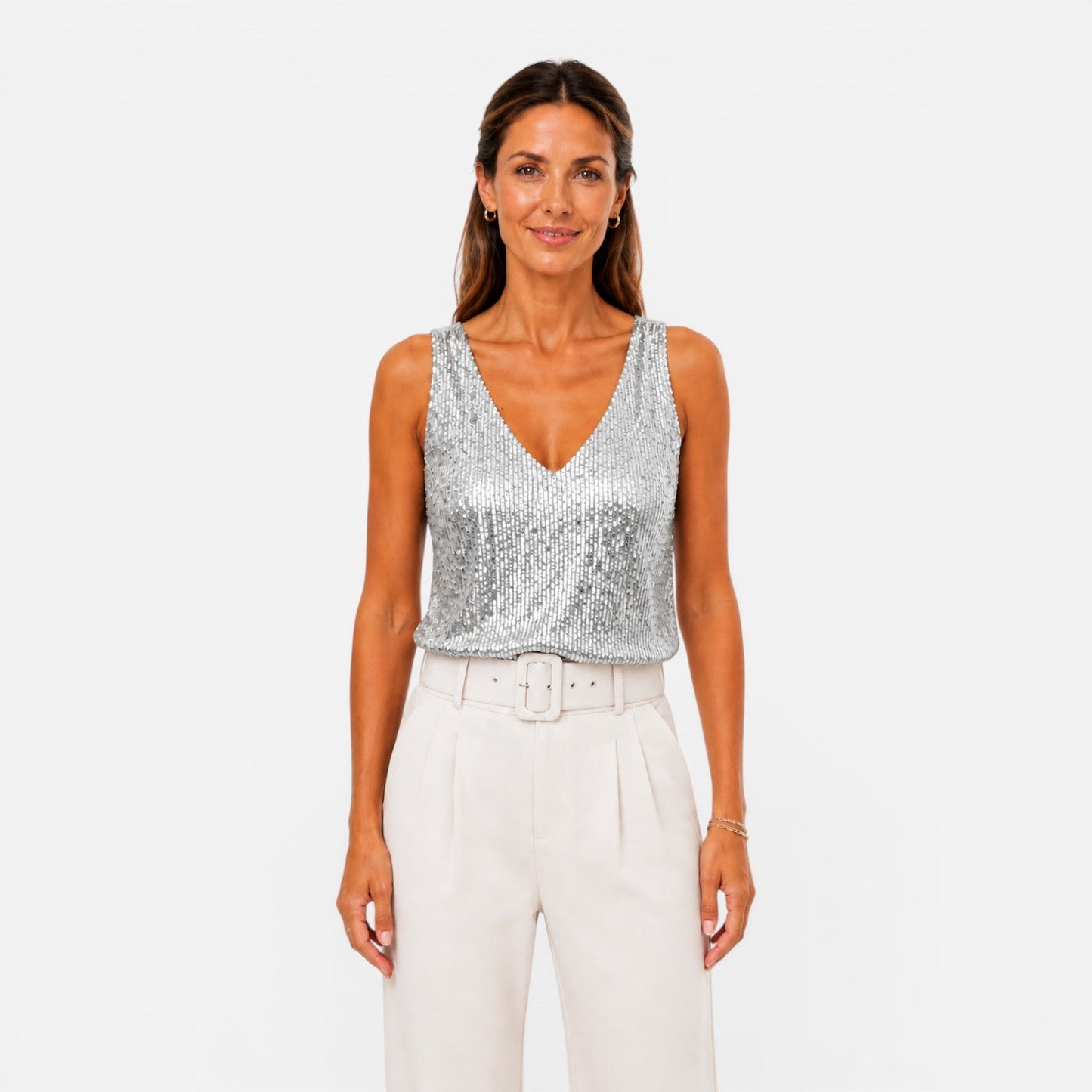 Vivienne | Women's Sequin V-Neck Top