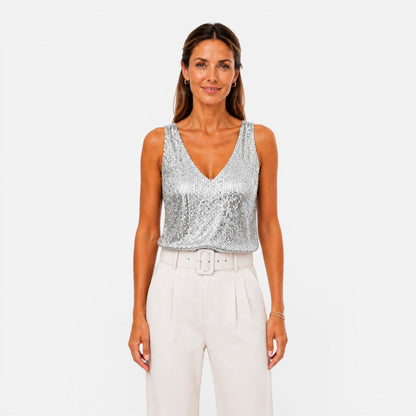 Vivienne | Women's Sequin V-Neck Top