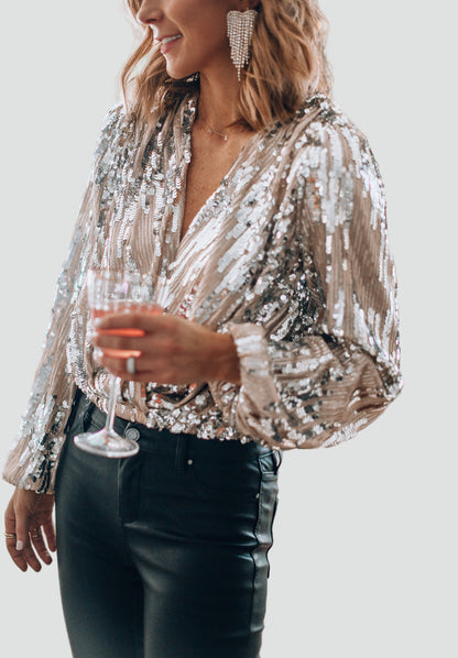 Araminta | Women's Sequin Long Sleeve Blouse