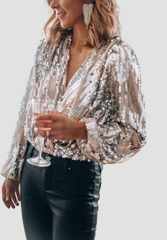 Araminta | Women's Sequin Long Sleeve Blouse