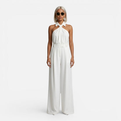 Livia | Women's Halter Neck Wide Leg Jumpsuit