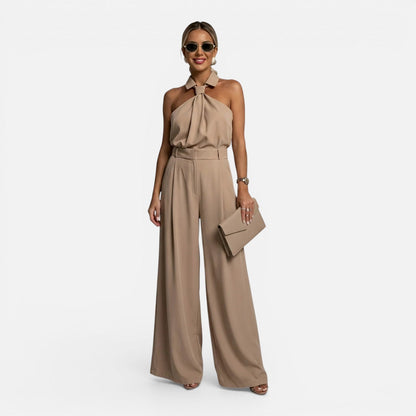 Livia | Women's Halter Neck Wide Leg Jumpsuit