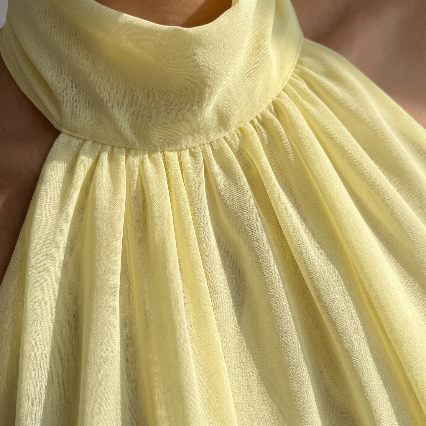 Light Yellow Tie-Back Mini Dress