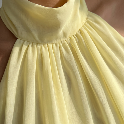 Light Yellow Tie-Back Mini Dress