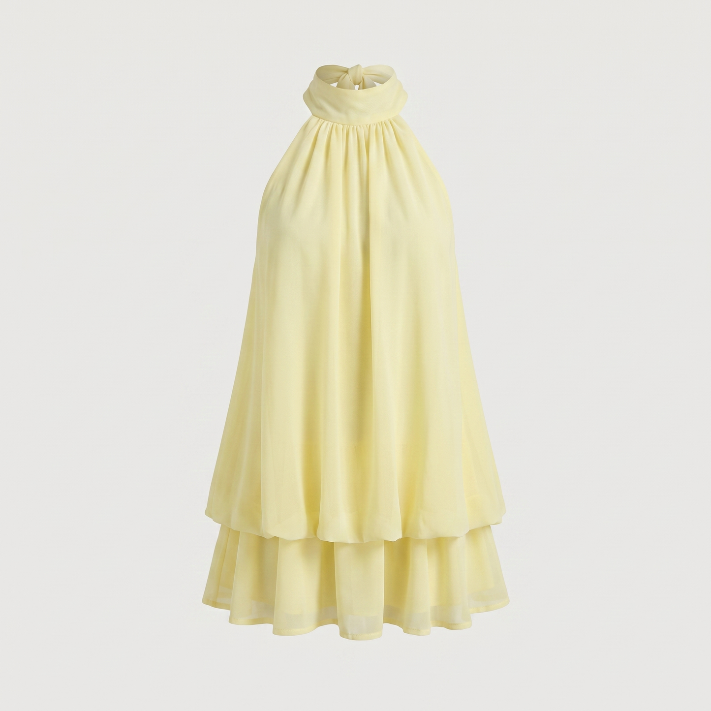 Light Yellow Tie-Back Mini Dress