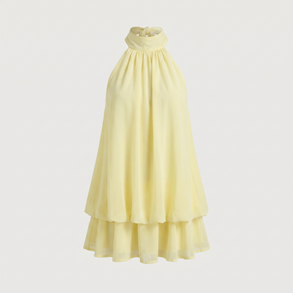 Light Yellow Tie-Back Mini Dress