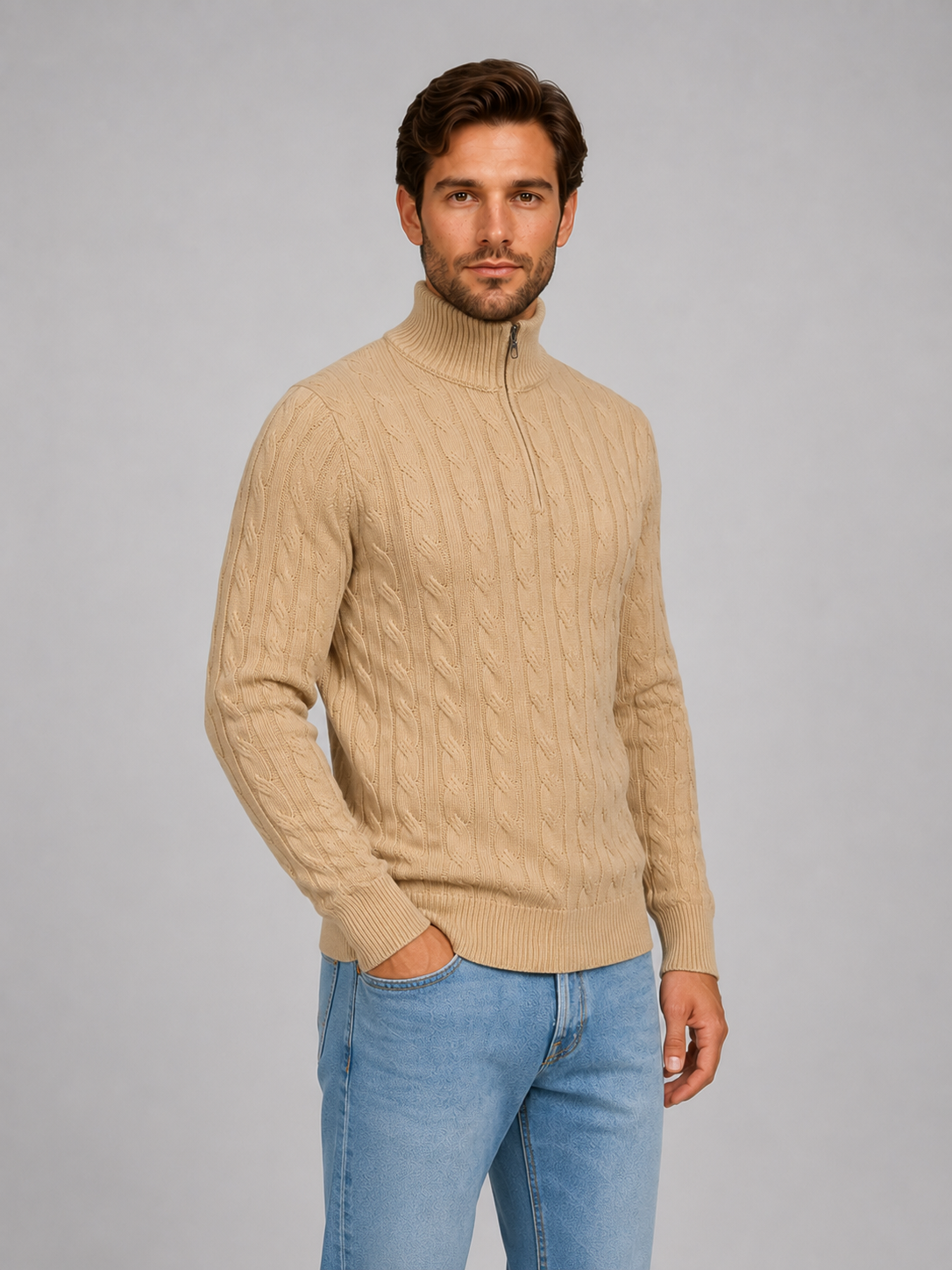 Lucius | Men's Cable Knit Quarter Zip Jumper