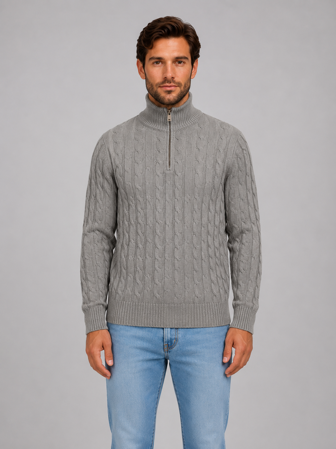 Lucius | Men's Cable Knit Quarter Zip Jumper