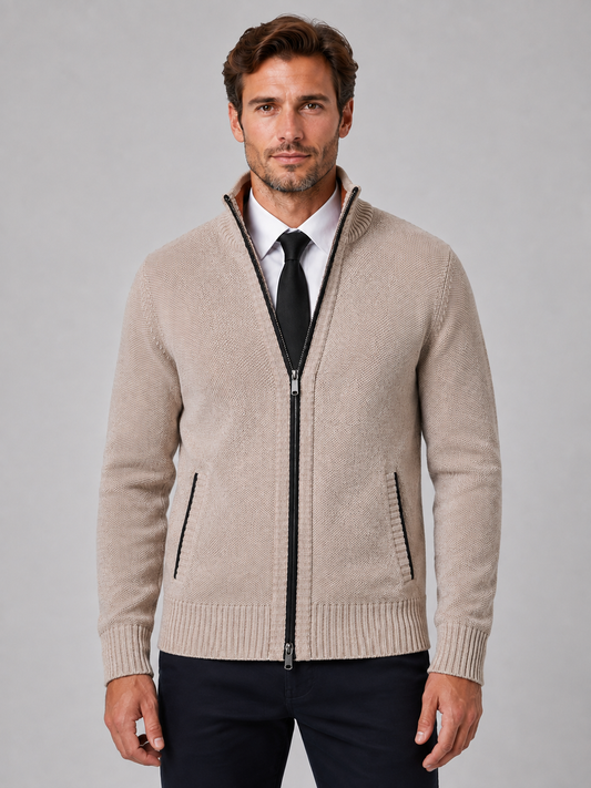 Roderick | Men's Full Zip Funnel Neck Cardigan