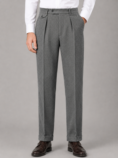 Marmaduke | Men's Herringbone Pleated Trousers