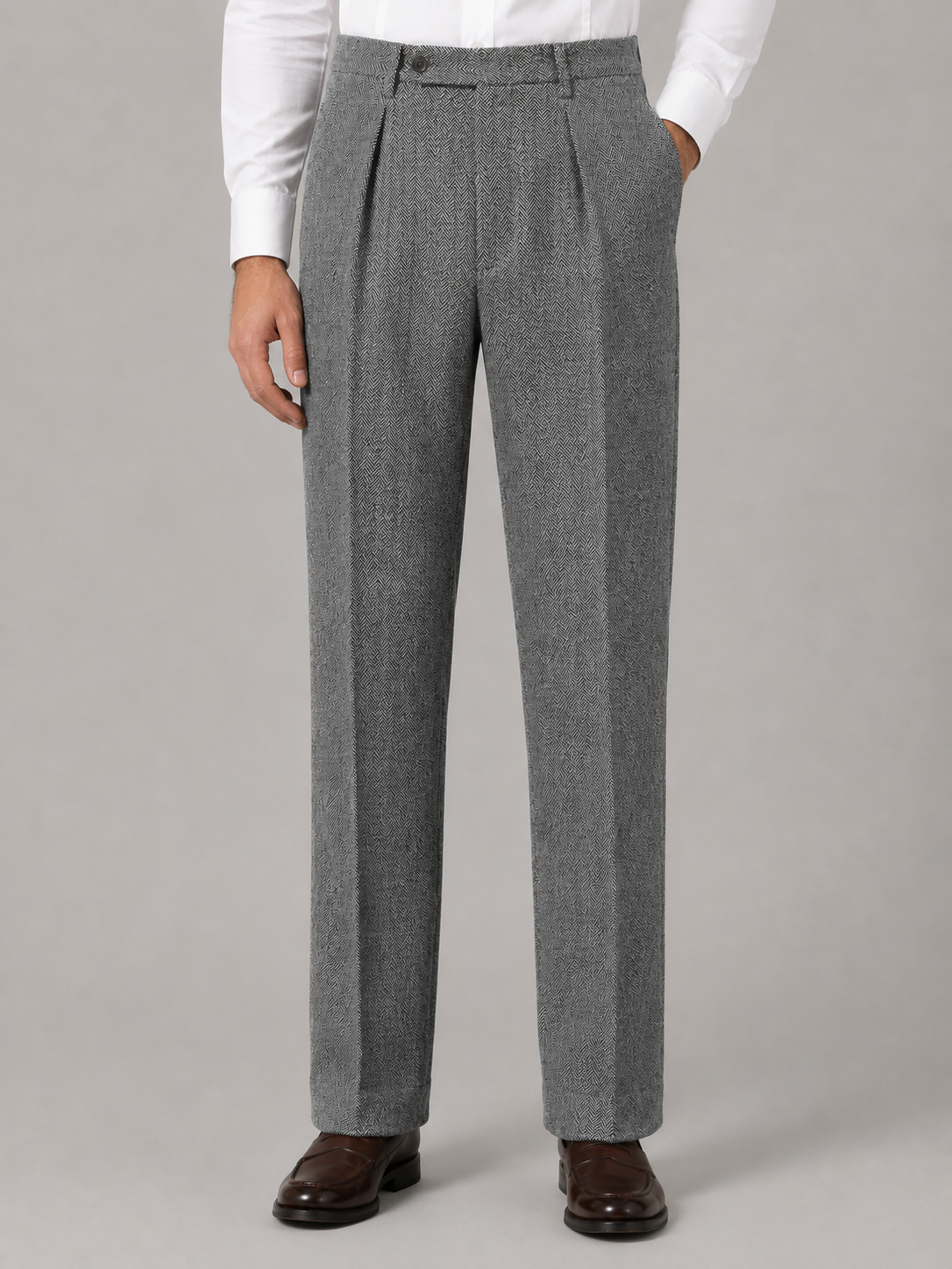 Mervyn | Men's Herringbone Pleated Trousers