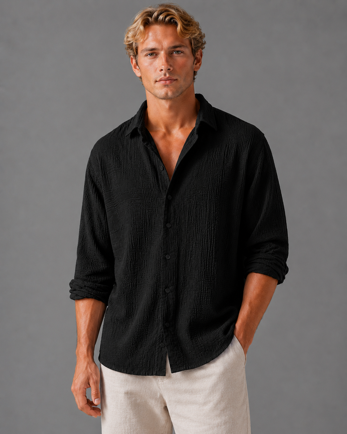 Rory | Men's Textured Button-Up Shirt