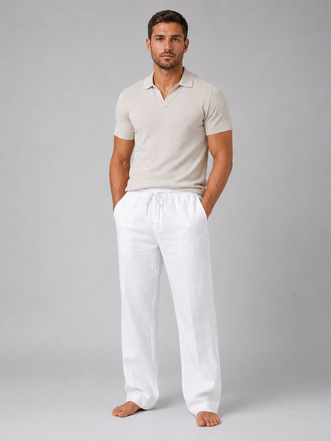Silas | Men's Linen Look Relaxed Trousers