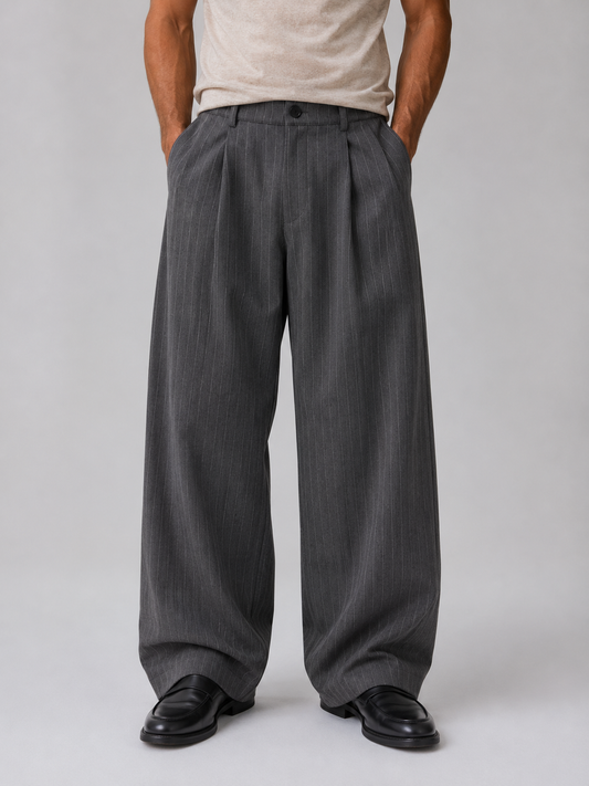 Zachariah | Men's Pinstripe Wide Leg Trousers
