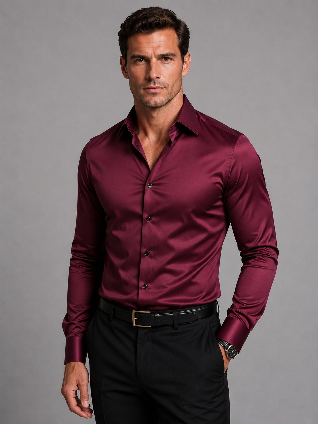 Vincent | Men's Satin Feel Slim Fit Shirt