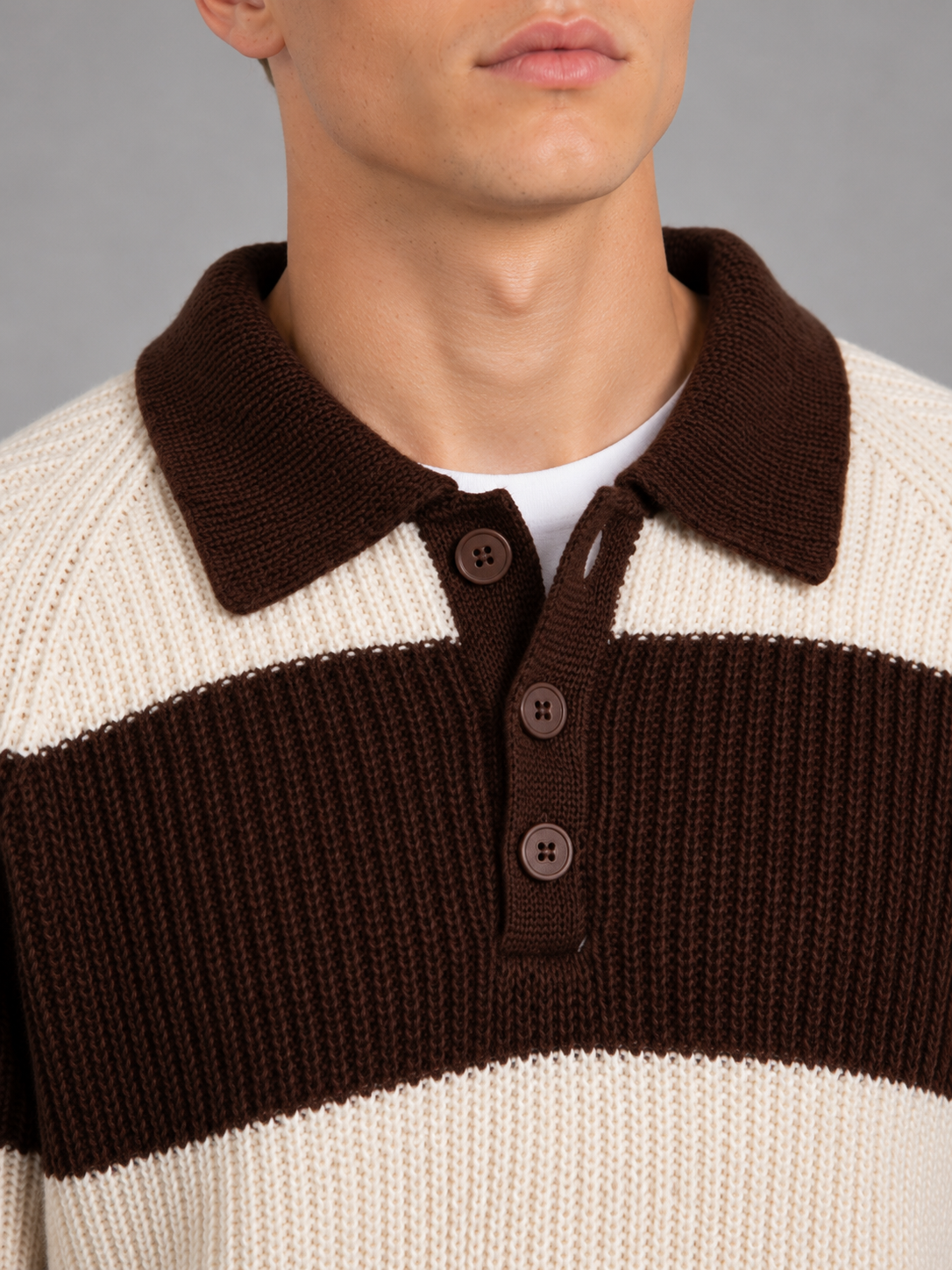 Solomon | Men's Striped Ribbed Polo Jumper
