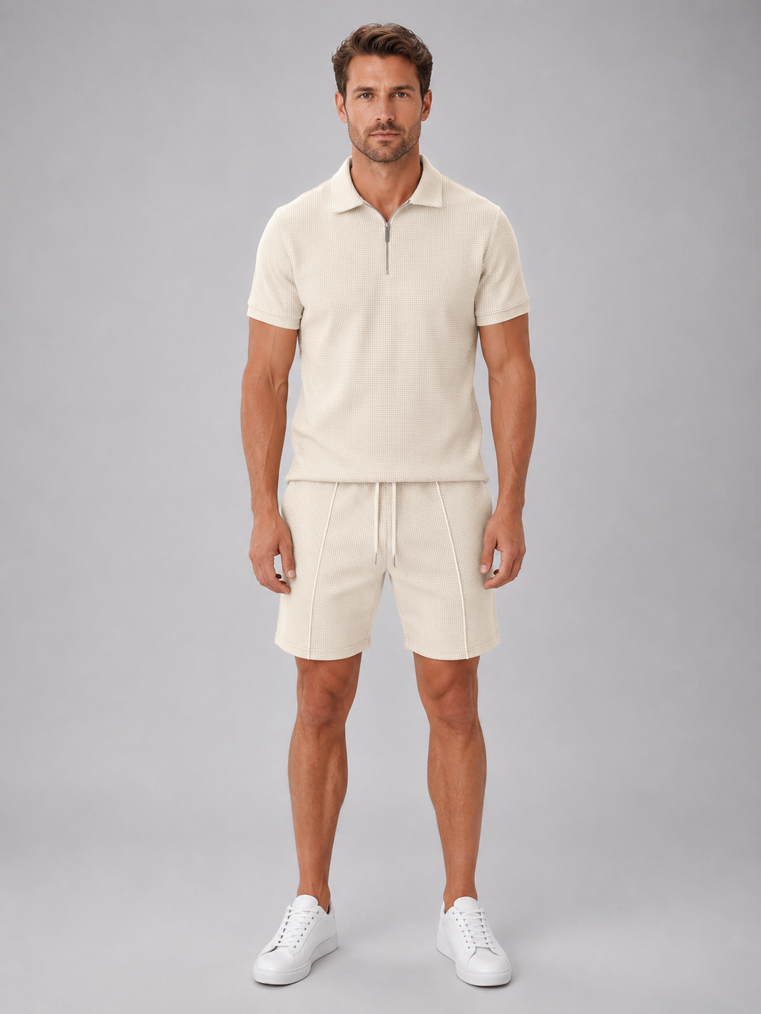 Leonard | Men's Zip Polo and Shorts Set