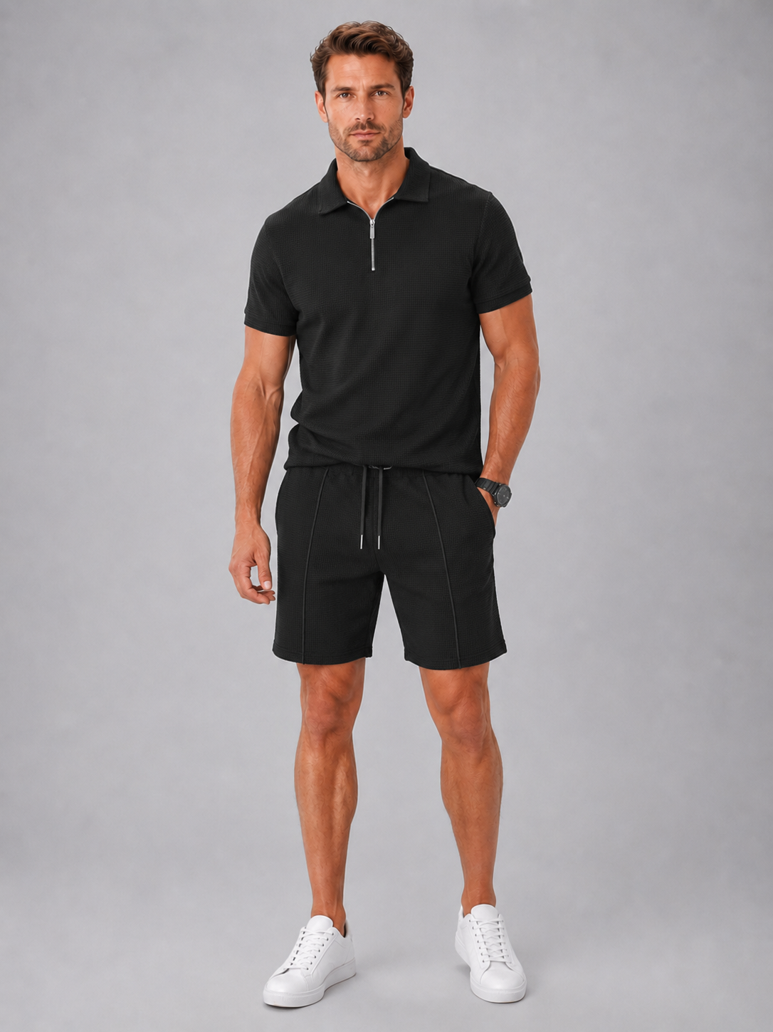Leonard | Men's Zip Polo and Shorts Set