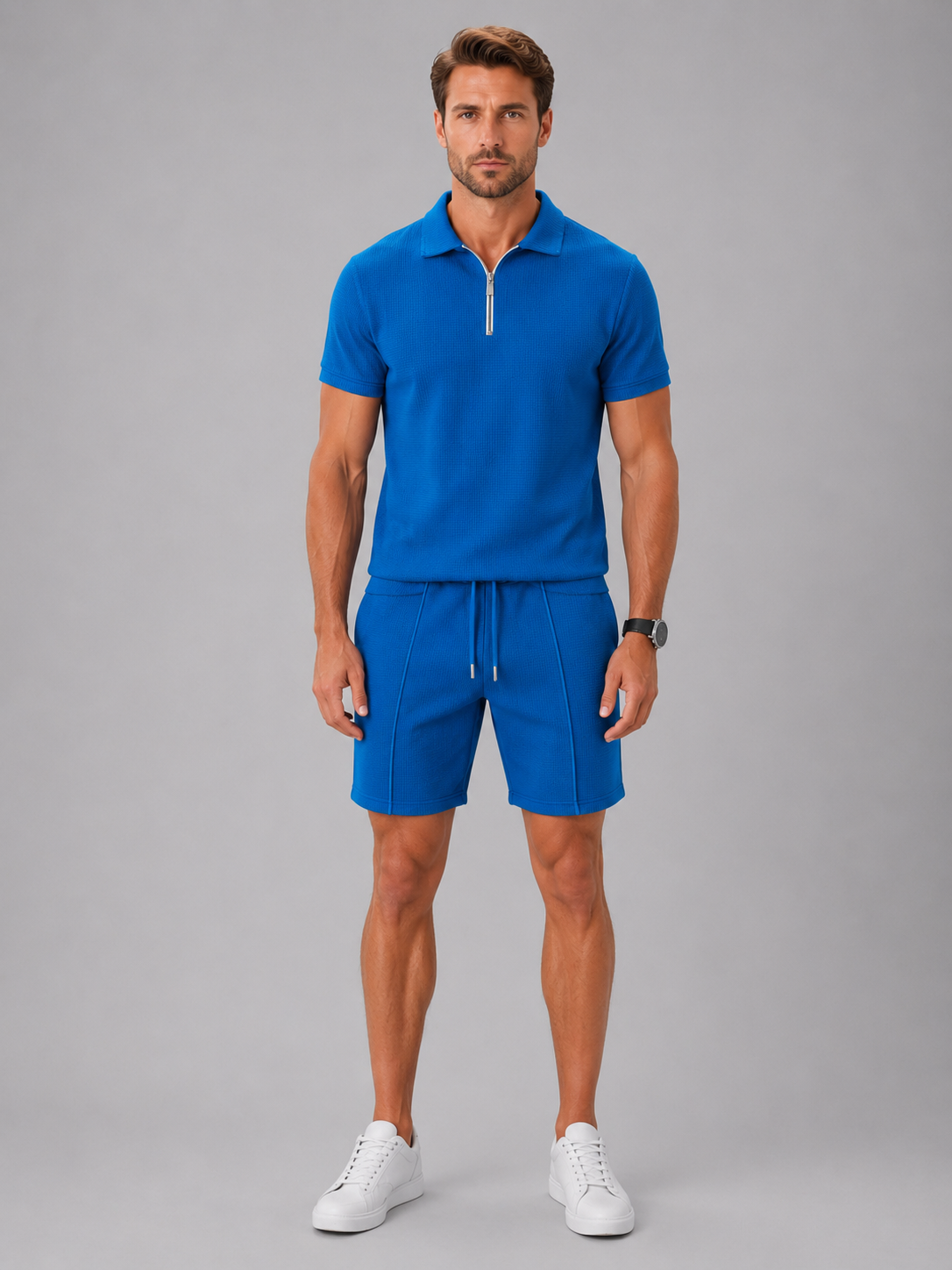 Leonard | Men's Zip Polo and Shorts Set