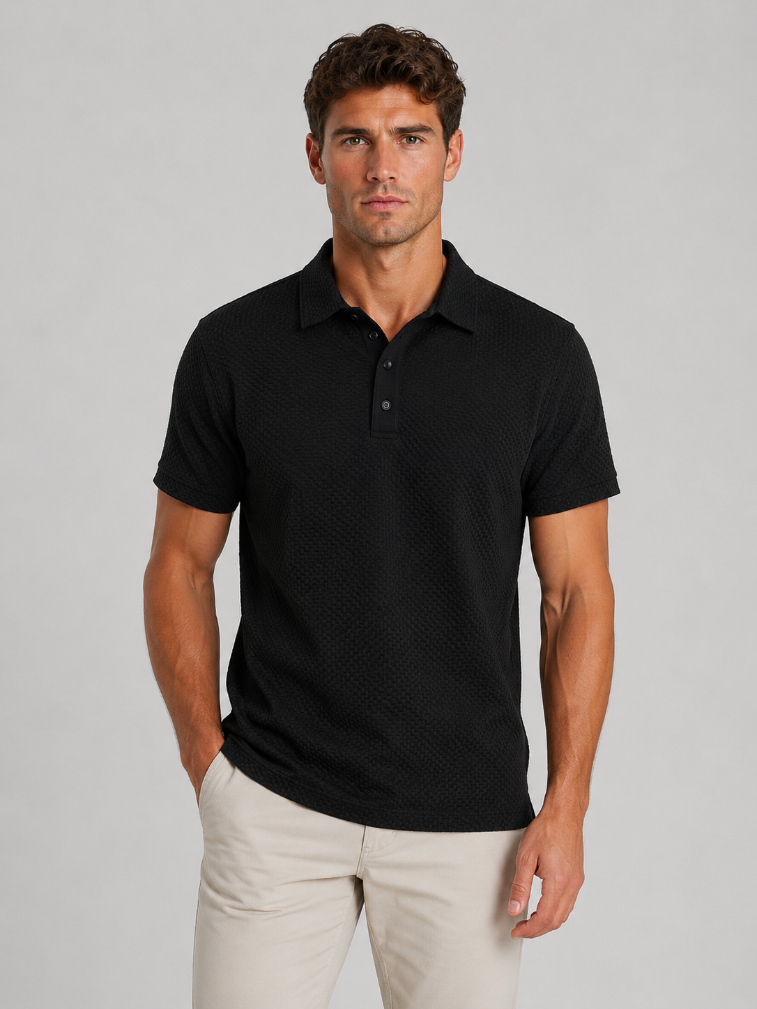 Warren | Men's Textured Knit Polo Shirt